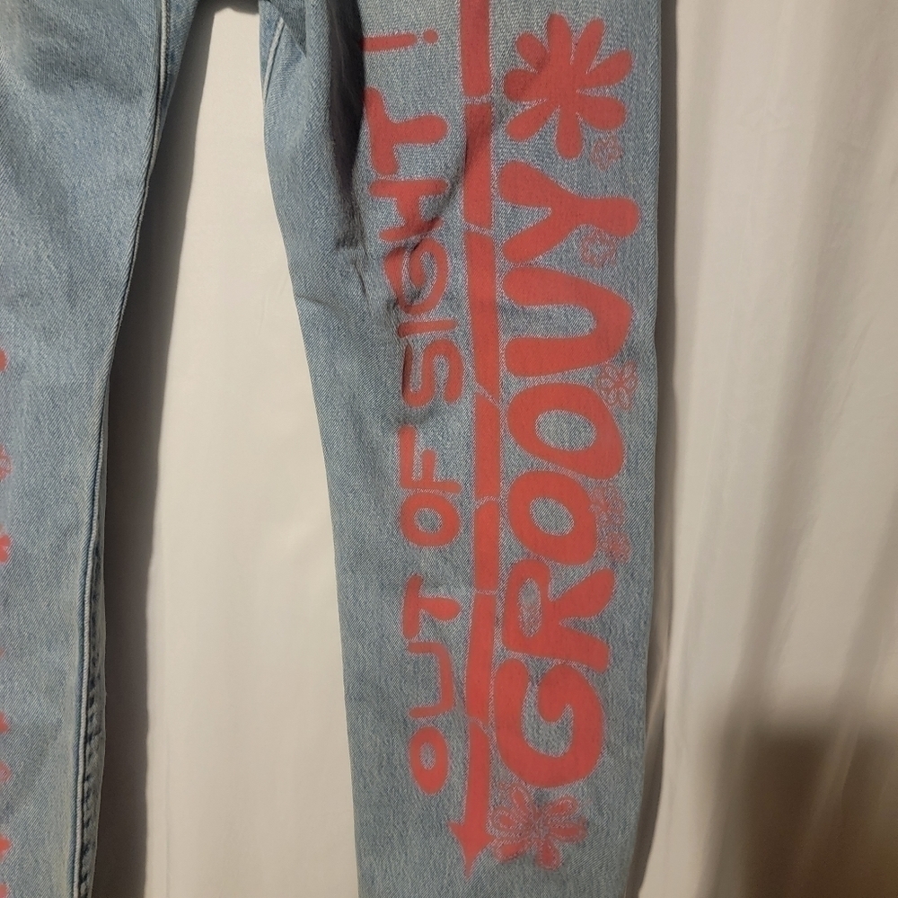 Levi's Premium 501 Jeans Men’s 34x30 Hippie Love Peace Groovy Flowers - Picture 4 of 9